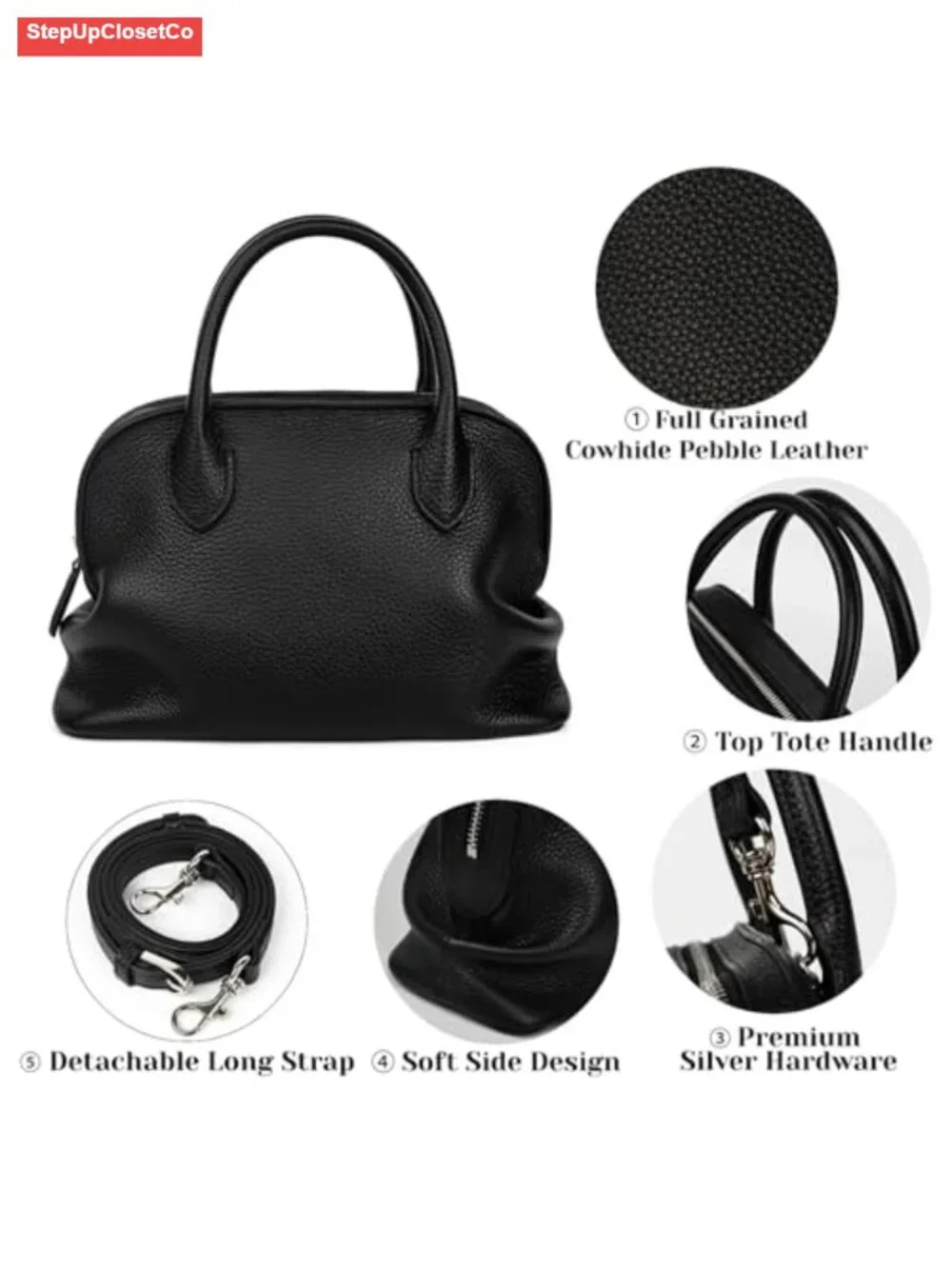 Genuine Leather Top Handle Satchel Purse Women Soft Cowhide Tote Crossbody